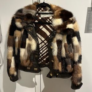 Vintage fur leather bomber